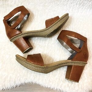 Rieker Brown Leather Heel Sandals